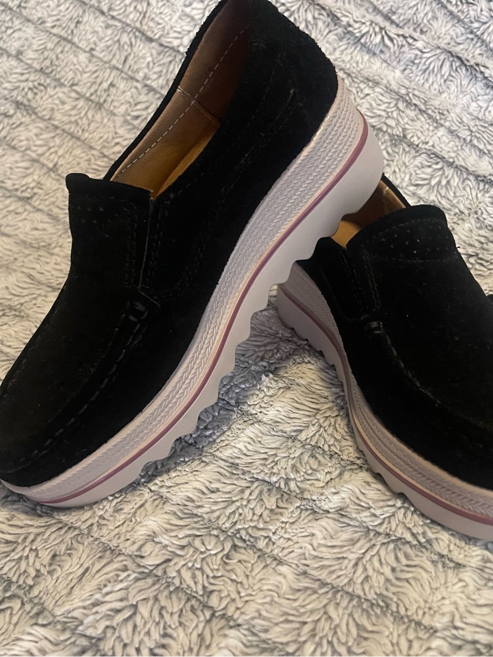 Women’s Black Suede Platform Slip-On Shoes